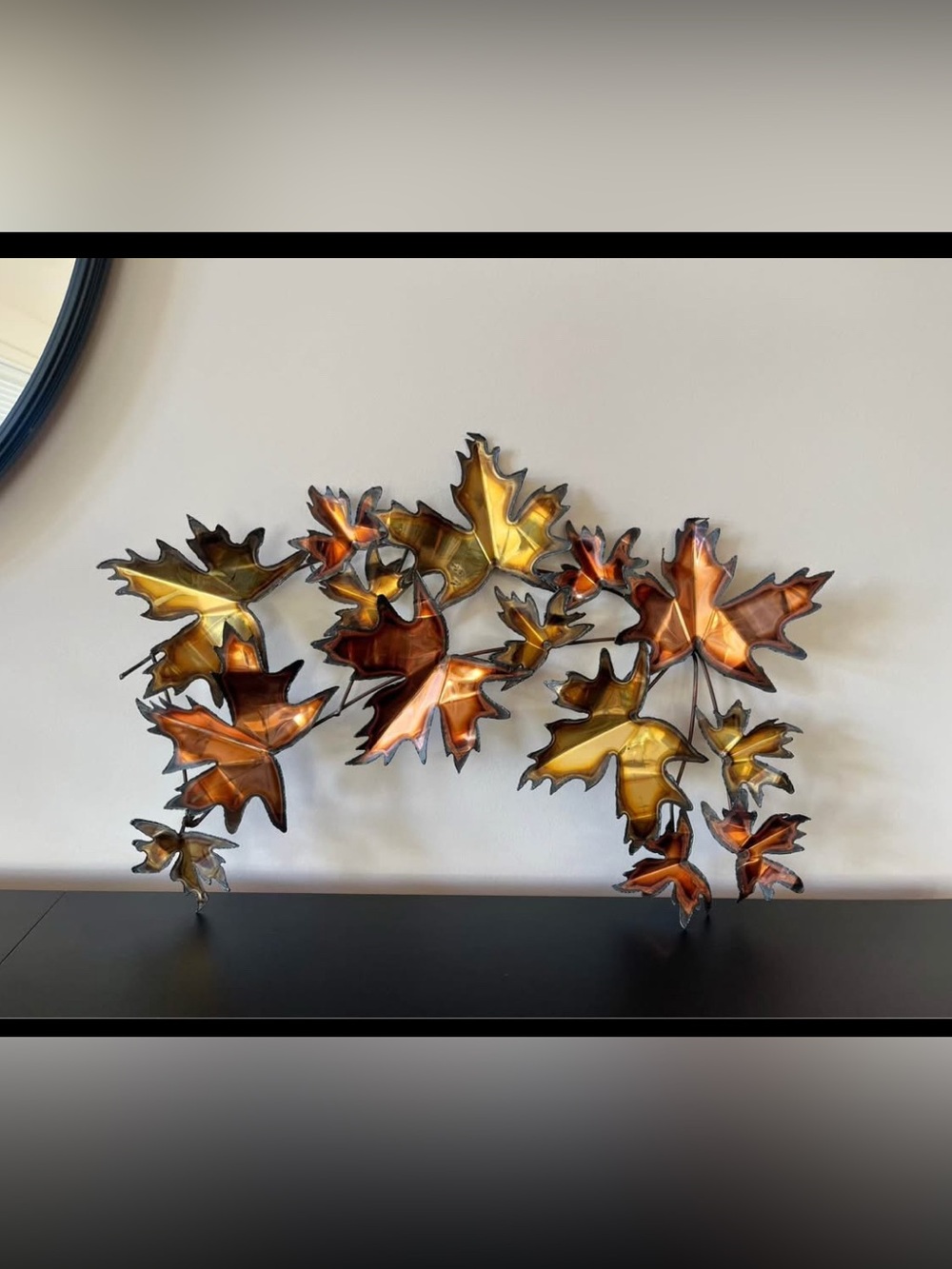 Brutalist torched maple leaf wall decor